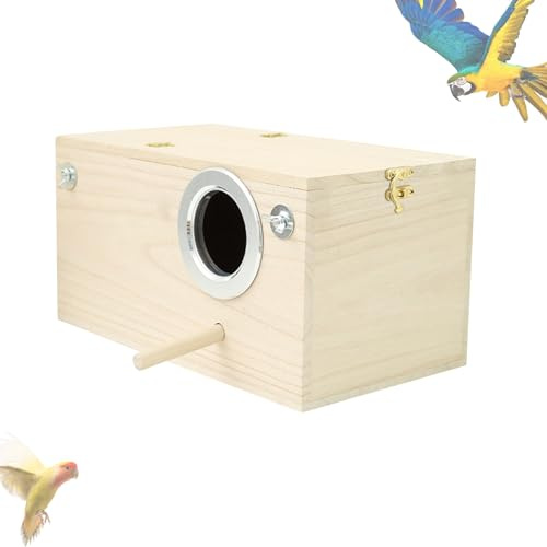 Fågelbo - trä 7,68 x 4,72 tum | papegoja häckningsbur, fågelparningsbox på | abborre, tillbehör för sparvhus | Conure Finch Peruche