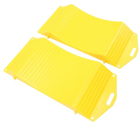 Tbest Rampe Salvagomme per Veicoli Pesanti, Ruote di Stoccaggio, Cuscinetti Antiscivolo, Protezione per Auto, SUV, Camion, Materiale HDPE Giallo, 1 Paio (Piccolo (GT18P))