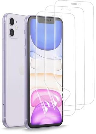 3 Pezzi Pellicola Idrogel per iPhone 11/iPhone XR Pellicola Protettiva Idrogel HD Trasparente Flessibile Pellicola TPU Alta Sensibilità Protezione Schermo Antigraffio(Non Vetro Temperato)