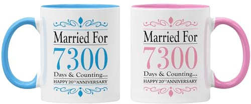 Gift Island 20th Anniversary Mug Gift for Women & Men | Happy China Anniversary | 20 Years | 20 Years Together | Wedding Marriage Gift for Dad and Mum - Brother & Sister - Husband & Wife
