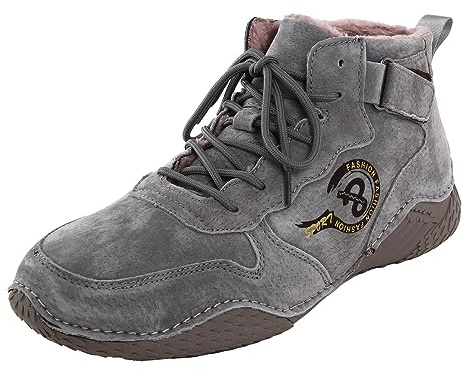 Botas de invierno para hombre acolchadas botines británicos casuales comercio exterior cordones con cordones con ganchos, gris, 45 EU