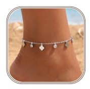 HARJJME Fussketten für Frauen Edelstahl Fußkettchen für Damen Gold Silber Wasserfest Fußkette Zirkonia Kleeblatt Herz Anhänger Fusskette Sommer Strand Fußschmuck Geschenk für Teenager Mädchen