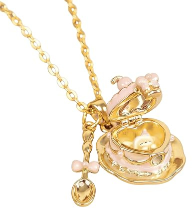 Laikoutd Cup Open Close Necklace Dainty Spoon Drops Pendant Fashion Jewelry Gift Tea Cup Necklace