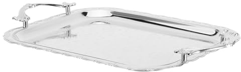 HEALEEP Tablett in Silber Elegantes Vintage aus Edelstahl mit Komfortablen Griffen Multifunktionales Serviertablett für Küche und Wohnkultur