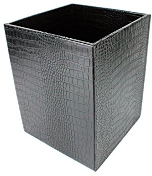 SIGNATURE HOME COLLECTION AP-193-A03 Papierkorb, Kunstleder, schwarz, 22 x 22 x 28 cm
