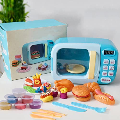 Coolbitz Kids Age 3+ Pretend Play Kitchen Appliance Toy Real Function Battery Operated Microwave Oven and Food Kitchen Role Play Toy
