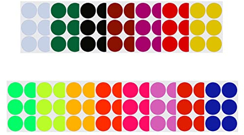 Royal Green Set med 48 stycken 50 mm runda klistermärken. Blandade färger: röd, blå, grön, gul, lila, orange, brun och rosa, lätt att dra av 90-pack, 15 kombinerade färger, 90.