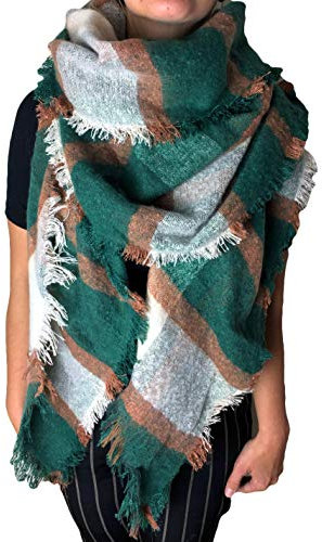 ALZORA Kuschliger XXL Schal Rundschal in vielen Farben für Damen und Herren Unisex Loop Winter Herbst Schlauchschal Strickschal (Grün)