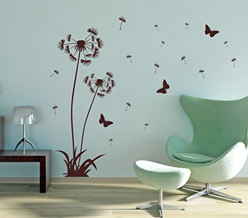 Wandtattoo braune Pusteblume im 2er Set ca. 120 cm und 160 cm oder 140 cm und 180 cm Höhe