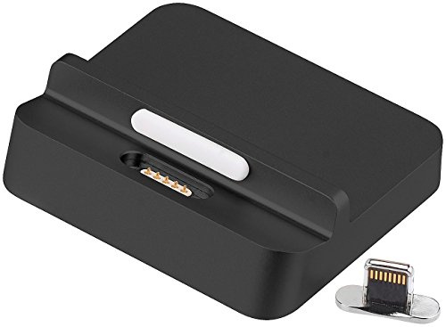 Callstel Lightning Ladestation: Docking-Ladestation für kompatibel mit iPhone & iPad, mit magnetischem 8-Pin-Stecker (kompatibel mit iPhone Ladeschale, Docking Station, Magnete)