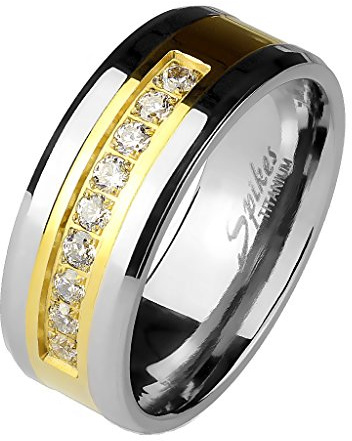 Tapsi´s Coolbodyart® dam herr titan ring fingerring vänskapsring, förlovningsring, vigselring, förlovningsring silver, guld med zirkonia storlek 5/6/7/8/9/10/11/12/13, Kubisk zirkonia