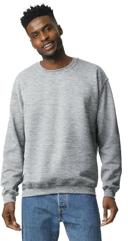 Gildan Sudadera de cuello redondo con forro polar, estilo G18000 para Hombre, Gris (Sport Grey), M