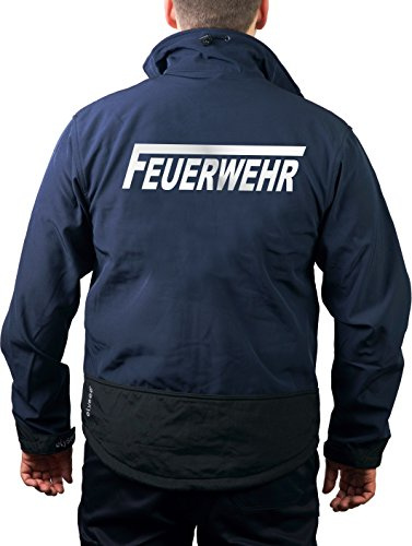 WorkSoftshelljacke Navy, Feuerwehr mit langem F Silber-reflektierend