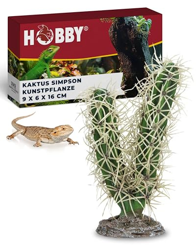 Hobby Terraristik Kaktus Simpson I 9 x 6 x 16 cm I Dekorative Terrarienpflanze I Realistische Wüstenpflanze für naturnahe Gestaltung I Terrarium Dekoration aus hochwertigem Material gefertigt
