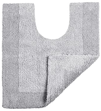 Allure Heavyweight Reversible Pedestal Toilet Mat, 100% Cotton, Super soft, Washable, Large Size 55cm x 55cm (Dove Grey)