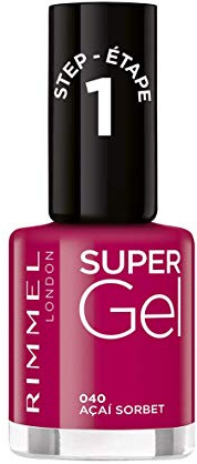 Rimmel London Super Gel Nail Polish (Tono 040 Açai Sorbet) - 12 ml.