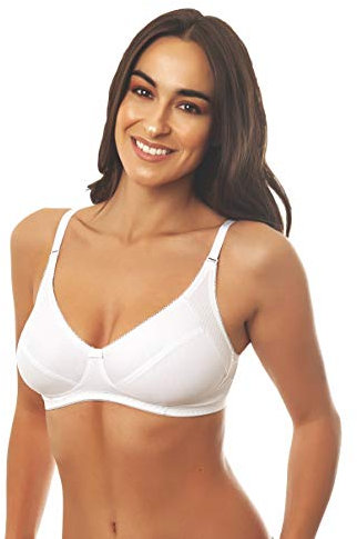 Istintiva Federica – Reggiseno Senza Ferretto in Cotone e Microfibra ad Elevato Comfort | Coppe morbide Non Imbottite | Spalline Regolabili | Bianco, Taglia 3C