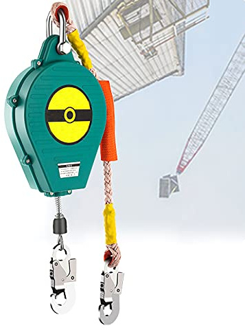 Antichute a Rappel Automatique, 3-20m, Harnais de Securite Anti Chute Professionnel pour Toiture et D’échafaudage, Ligne de Vie Auto-Rétractable avec Corde de Sécurité Ignifuge, Charge: 150Kg