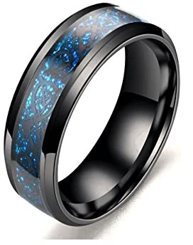 MAGIIE 8mm TITANIUM Ringe für Herren Keltische Drachen Ringe Eheringe Herren Schwarz Cubic Zirkonia Ring Partnerringe Freundschaftsringe,Größe 60 bis 70… (Blau Drachen, 64)