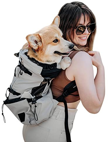 Galatée Sac à dos de transport pour chien, portable et réglable - Ventilé - Pour la marche, la randonnée, l'escalade, les voyages - Taille L - Gris