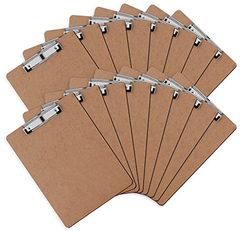 Clipboards, PANDRI 16 Pack Hardboard Office Clipboards, Low Profile Clip, Standard A4 Letter Size, Classroom Supplies, ECO Friendly