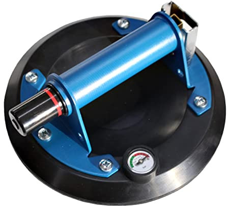 Karl Dahm Pump-Saugheber I Saugheber mit 3-fach Dichtlippe & Manometer I Selbst für strukturierte Oberflächen I Bis zu 120 kg I Plattenheber – 12003