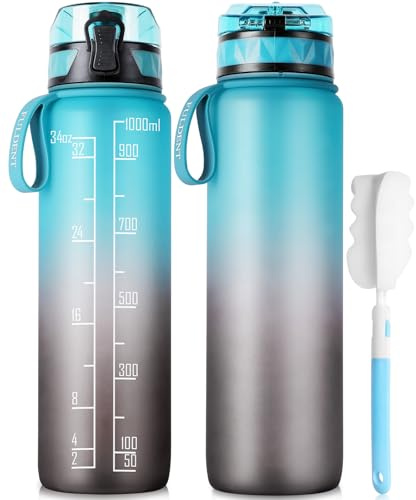 FULDENT Trinkflasche 1L Sport Wasserflasche [BPA Frei] Trinkflasche mit rutschfest Gummi Grip Geeignet für Die Fahrrad, Outdoor, Schule, Gym