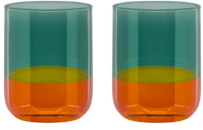 Remember Gläser amber, 2er Set, 300ml, spülmaschinengeeignet, mikrowellensicher – Trinkgläser aus Borosilikatglas im modernen Design, dekoratives Gläser Set für Wasser, Saft oder Cocktails