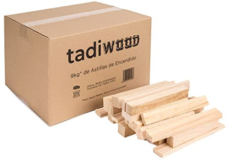 9kg Astillas de Encendido Ideal para encender Barbacoas de leña, de carbón, chimeneas, Estufas, calderas, etc. 100% Natural Hecho en España.