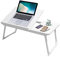 Laptop Desk, Laptop Bed Table with Foldable Legs & Cup Slot, Reading Holder Notebook Stand Breakfast Bed Tray Book Holder for Sofa, Bed, Terrace, Balcony (White)