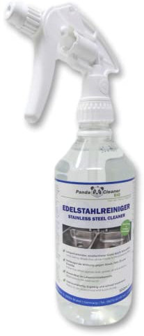 PandaCleaner Edelstahl Reiniger & Pflege - 500ml Bio Edelstahl Reiniger für Küche, Haushalt & Grill putzen - Für Aluminium, Chrom, Buntmetall und Kunststoff (500ml Spray)