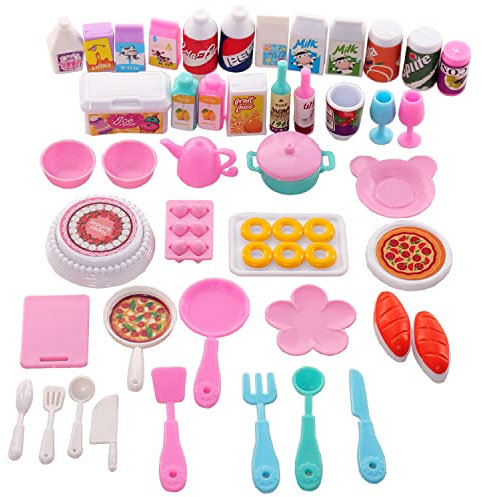 YUNYAN 43 Küchenspielzeug Zubehör Puppen Lebensmittel Küche Essen Zubehör Kinderküche Zubehör Kochspielzeug Küchen Plastikspielzeug für Kinder Geschenke