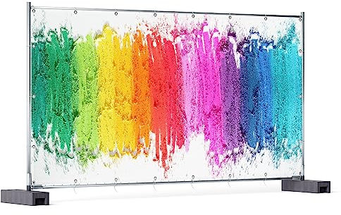Wallario XXL Outdoor-Poster für Garten oder Balkon Regenbogenstreifen auf weißem Hintergrund - Bunter Anstrich, Motivbanner Größe: ca. 340 x 173 cm, Outdoor-Bild