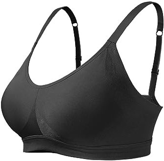 Lemef Non Wired Bra for Women Underarm-Smoothing Wireless Bra Seamless Lightly Lined Comfort Bra, Black, 2XL