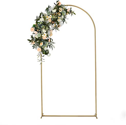 VINCIGANT matrimonio arco matrimonio sfondo stand, palloncino stand arco, per la decorazione di nozze matrimonio fidanzamento decorazione festa, metallo oro 2x1M (fiori non inclusi)