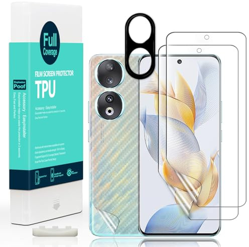 Ibywind 2 Pezzi Pellicola Protettiva per Honor 90 5G 6,7+1 Pezzo Protezione Fotocamera+1 Pezzo Pellicola Posteriore,Pellicola TPU Flessibile[Non Vetro],Senza Bolle