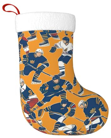 Weihnachtsstrümpfe mit Hockey-Aufdruck, Kaminstrumpf, Partygeschenke, Strümpfe, für Familie, Weihnachtsfeiertagsdekoration