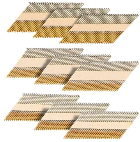 Gisafai 450 Pcs Framing Nails 30 Degree Paper Tape Round Head Galvanized Collated Framing Nails, 3 x 0.12 Inches, 2.375 x 0.112 Inches, 3.5 x 0.12 Inches