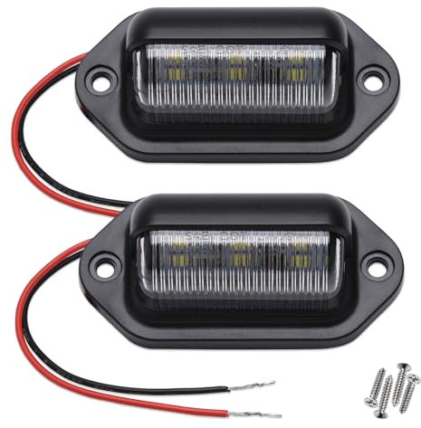 Xnourney 2PCS LED Eclairage Plaque Immatriculation, 12V/24V DC imperméable à l'eau 6SMD LED Feu de plaque d'immatriculation, plaque immatriculation moto,Convient pour camion SUV remorque van RV bateau