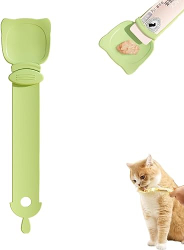 Cuillère à friandises pour chat - Cuillère à friandises pour chat - Cuillère multifonction à presser pour chat (vert)