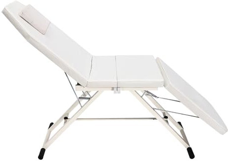 PINYELIN Massageliege Klappbar Massagetisch Kosmetikliege Massagebett Breit SPA Salon Bett 3 Zonen Klappbar PVC Therapieliege Aluminium Mobile Massagetisch Höhenverstellbare Massagebank Weiß