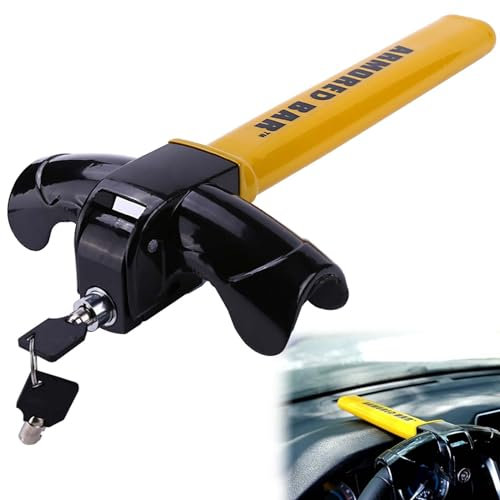 Lenkradschloss für Auto Lenkradkralle, Auto Diebstahlsicherung, Lenkradkralle für Auto, Universelle Lenkradsperre mit 2 Schlüssel Wegfahrsperre zum Autos Wohnmobil Lieferwagen(Gelb)