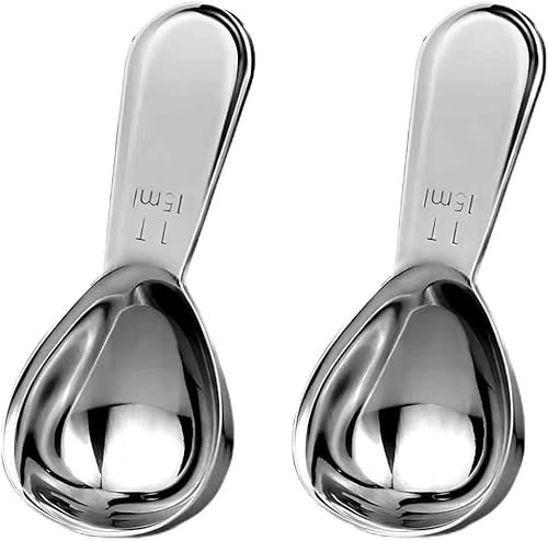 CLVEDU 2PCS Coffee Scoops, 1T Stainless Steel Coffee Measuring Spoon, Stainless Steel Coffee Scoop Set, Durable Measuring Spoon Set for Ground Coffee, 1 Tablespoon,15ml, 2Pcs