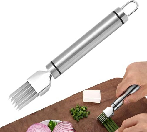 Triturador de cebolletas, cortador de cebolla y ajo,Cortador de verduras de cocina | Rebanadora manual para cebollas picar cebollas, prácticas de cocina de acero inoxidable para ajo, caliente