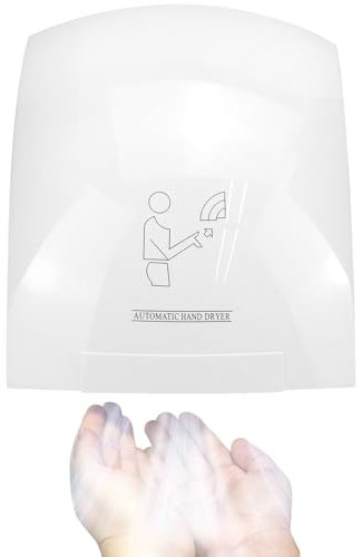 QWORK® Electric Hand Dryer Automatic Hand Dryer for Wall Mounting, 1800 W, Warm and Cold Air Adjustable, White