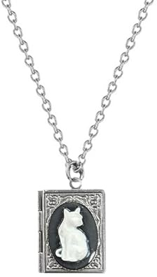 Niaspi Vintage katthalsband för kvinnor unisex unikt graverat foto medaljong hänge halsband boho retro härlig 3D kattunge djur minne minnessak lätt smycken gåvor för husdjursälskare, En storlek,