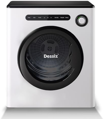 Dessiz Asciugabiancheria, 970w, 1.6 Cu.Ft. Macchina con tamburo in acciaio inossidabile, 5,0 kg con tubo di scarico, controllo digitale, arresto automatico con sensore igrometro, asciugatrice per