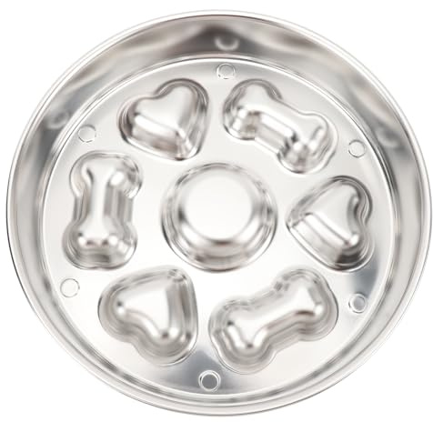Långsam Matare Hundskål Rostfritt Stål 2 Koppar | 304 Anti Slip Slow Feeding Bowl för Husdjur | Små Till Stora Hundar och Katter | 8,7 X 1,6 -tums Benstil (Benkärleksmönster; 25x25x5cm /