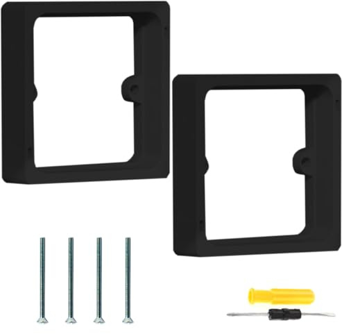 Acmerota 20mm Single Socket Spacer Black 1Gang Square Spacer for Black Back Box Increased Installation, Stackable Square Spacer Frame Back Box Plate Electrical Outlet Box Extender, Pack of 2