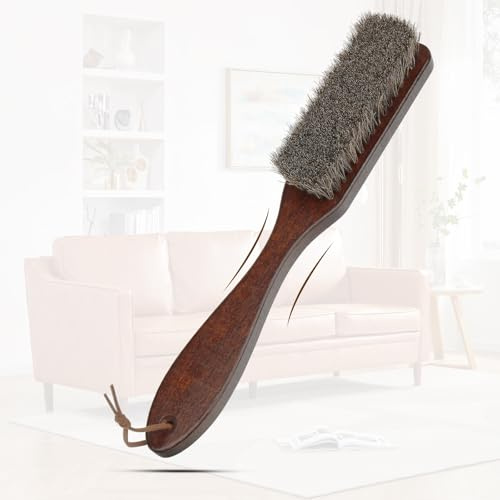 Polsterbürste aus 100% Rosshaar zur Entfernung von Stofffusseln, mit Holzgriff, natürliche Rosshaarborsten, Filzbürsten, Pferdereinigung für Filz Cowboyhut/Schuhe/Tuch/Möbelanzug/Hut/Couch/Möbel/Bett